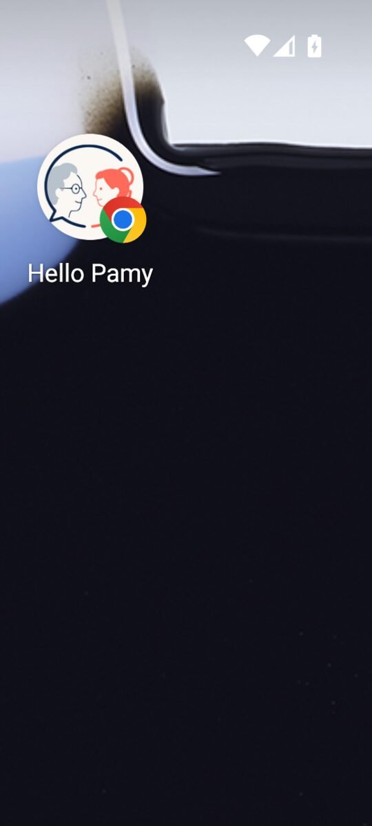 L’écran d’accueil d’Android avec l’icône de Hello Pamy.